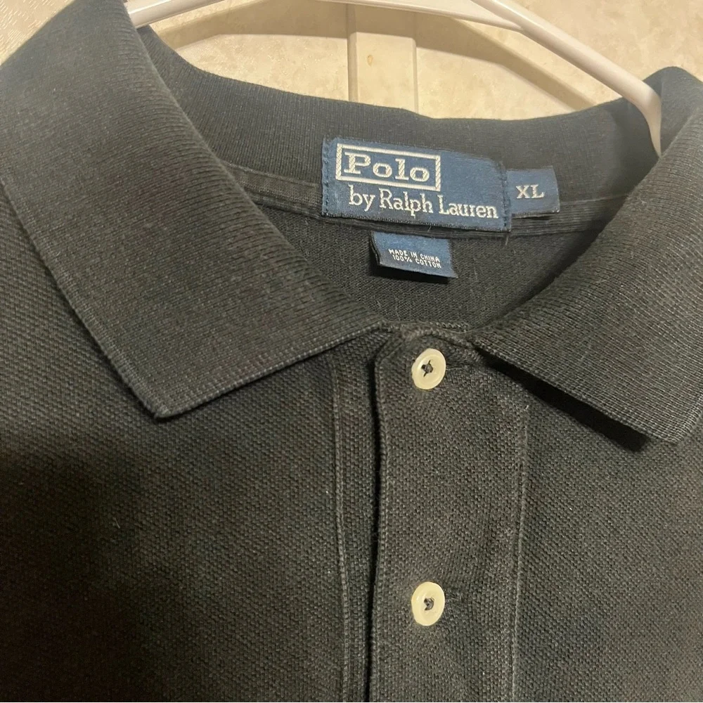 Ralph Lauren Black Polo Shirt with Purple‎ Logo